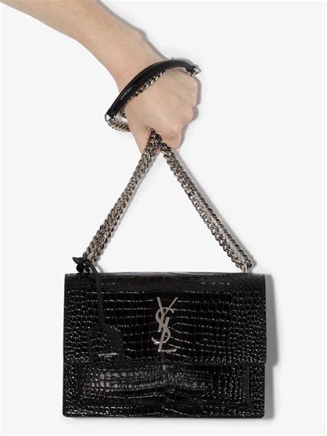 ysl tracolla 32 cm|SAINT LAURENT Sunset small croc.